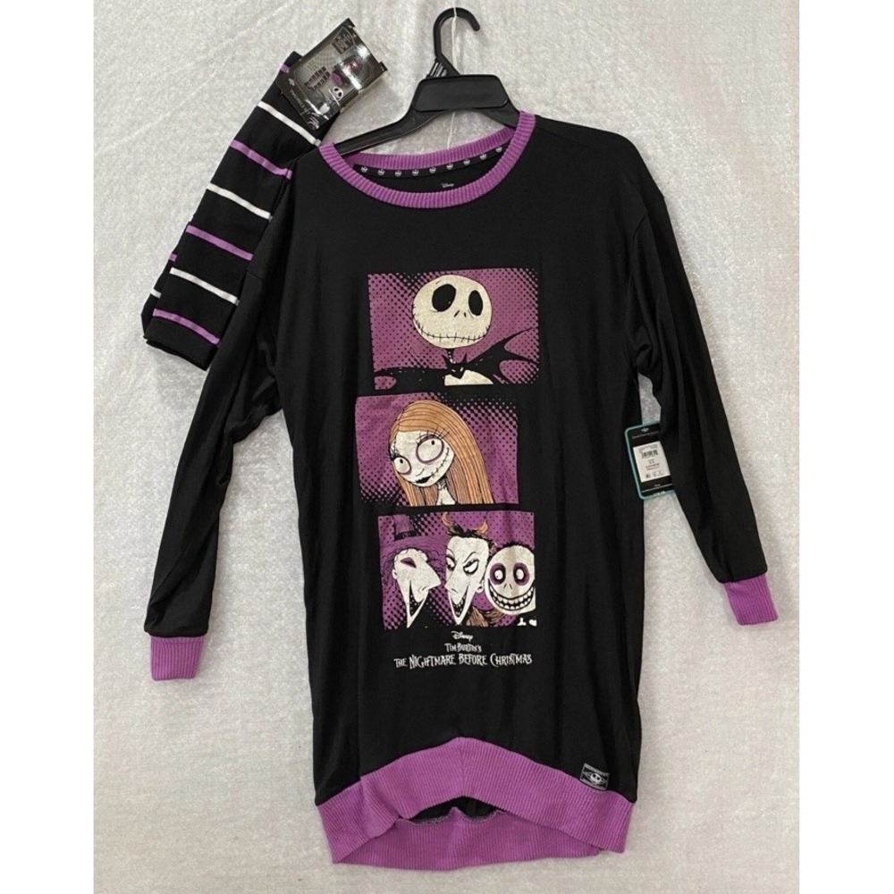 Jack Sally Sleep Sleep Shirt Pajama + Socks Adult L Nightmare Before Christmas